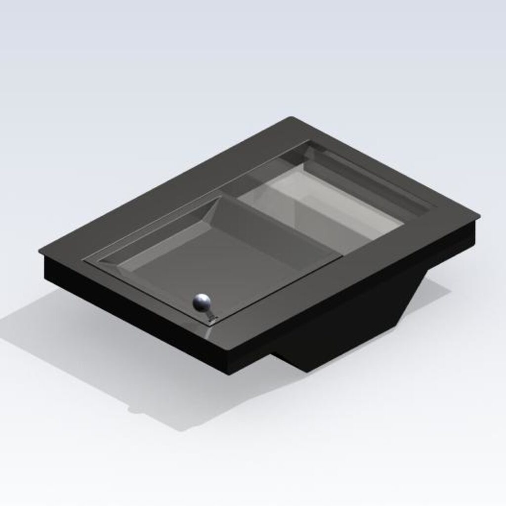 SITEC transfer tray P7025, open, with a fixed pass-through inside