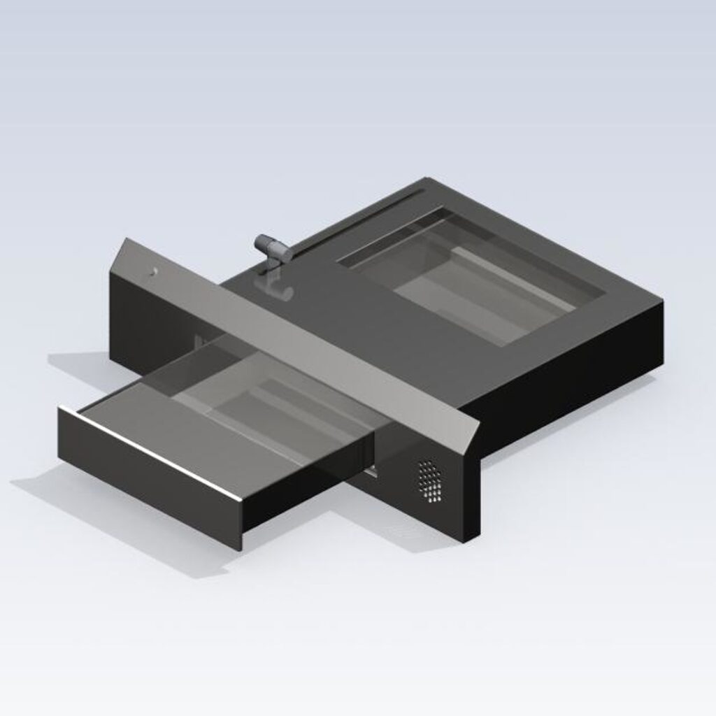 SITEC front-opening counter P7195, open, with integrated intercom system for easy communication